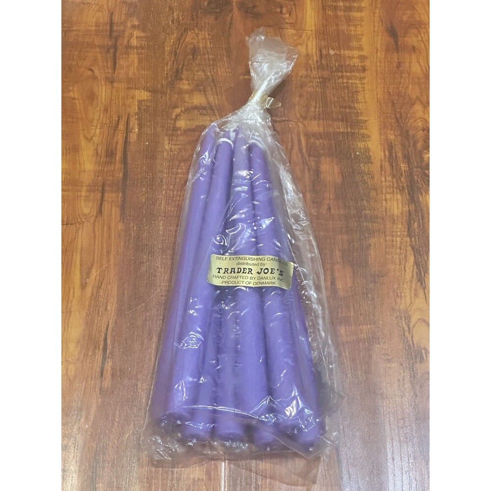 VTG Trader Joe's Made in Denmark Handcrafted 9” Purple Taper Candles - 8 Total